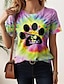 levne Dámská trička-Dámské Tričko Be Kind Batikované Dovolená Havajské stylové Krátký rukáv Tričkový Světlá růžová Léto