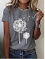 cheap Women&#039;s T-shirts-Women&#039;s T shirt Tee Dandelion Print Daily Weekend Fashion Short Sleeve Round Neck Black Summer