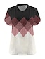 cheap Women&#039;s T-shirts-Women&#039;s T shirt Tee Plaid Print Daily Weekend Fashion Short Sleeve V Neck Red Summer