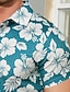 cheap Floral Print-Men's Tropical Flowers Flower / Plants Summer Shirt Casual Shirt Beach Shirt Short Sleeve Shirt Lapel Fashion Classic Casual Beach Vacation Hawaiian Red Blue Green S M L