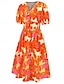 ieftine Rochii casual florale-Pentru femei Rochii Midi Rochie casual Rochie leagăn Rochie A line Rochie de vară Stilat Casual Vacanță Zilnic Dată Fit regulat Floral Manșon scurt În V Albastru piscină Trifoi Vară