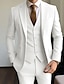 お買い得  スーツ-ホワイト バーガンディー コーヒー 男性用 結婚式 スーツ ソリッド 3点セット スタンダードフィット シングルブレスト 一つボタン 2024年