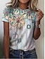 cheap Women&#039;s T-shirts-Women&#039;s T shirt Tee Floral Print Vacation Weekend Fashion Short Sleeve Round Neck Yellow Summer