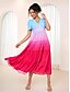 preiswerte Bedruckte Kleider-Damen Chiffon Chiffon-Kleid A Linie Kleid Farbverlauf Farbverläufe Gestuft V Ausschnitt Maxidress Hawaiianisch Brautkleider schlicht Urlaub Kurzarm Sommer