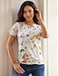 billiga T-shirts för damer-Dam T-shirt Blommig Mönster Dagligen Mode Kortärmad Rund hals Vit Sommar
