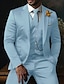 preiswerte Anzüge-Dunkelgrüner Herren-Hochzeitsanzug, dreiteilig, einfarbig, Slim-Fit, einreihig, zwei Knöpfe, 2024