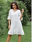 cheap Plain Dresses-Women&#039;s White Dress Mini Dress Lace Elegant V Neck Sleeveless White Color