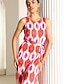 cheap Print Dresses-Women&#039;s Geometric Color Block Crew Neck Maxi Dress Sleeveless Summer