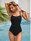 cheap One-piece swimsuits-Women&#039;s Normal Swimwear One Piece Swimsuit Quick Dry Tummy Control Solid Color Beach Wear Summer Bathing Suits