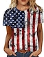 abordables Camisetas de mujer-Mujer Camiseta Bandera estadounidense Estampado Fin de semana Día de la Independencia Moda Manga Corta Escote Redondo Negro Verano