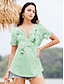 voordelige Dames T-shirts-Dames T-shirt Henley-shirt Bloemig Afdrukken Casual Dagelijks Vintage Tuniekjes Korte mouw V-hals Rood