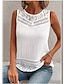 ieftine Bluze simple pentru femei-Rezervor Pentru femei Alb Simplu Dantelă Stradă Zilnic Modă Rotund Fit regulat S