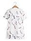 baratos T-Shirts de mulher-Mulheres Camiseta Pena Imprimir Diário Moda Manga Curta Decote V Branco Verão