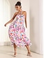 cheap Print Dresses-Women&#039;s Floral Pleated Ruffle Halter Neck Maxi Dress Party Summer