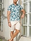 cheap Floral Print-Men's Tropical Flowers Flower / Plants Summer Shirt Casual Shirt Beach Shirt Short Sleeve Shirt Lapel Fashion Classic Casual Beach Vacation Hawaiian Red Blue Green S M L