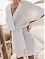 abordables concevoir des robes en coton et lin-Femme robe blanche Robe casual Robe en coton et lin Mini robe Poche basique du quotidien Col V Demi Manches Eté Printemps Noir Blanche Plein