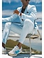 cheap Suits-White Sky Blue Men&#039;s Wedding Linen Suits Solid Colored 2 Piece Fashion Daily Formal Tailored Fit Single Breasted One-button 2024