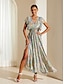 Χαμηλού Κόστους Print Φορέματα-Γυναικεία Φορέματα σιφόν Φλοράλ Πλισέ Με Βολάν Λαιμόκοψη V Μίντι φόρεμα Καθημερινό Πάρτι Αμάνικο Καλοκαίρι