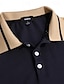 cheap Classic Polo-Men&#039;s Polo Shirt Button Up Polos Casual Holiday Lapel Short Sleeve Fashion Basic Color Block Patchwork Embroidered Summer Regular Fit Black Wine Navy Blue Green Polo Shirt
