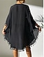 baratos Vestidos de renda branca-Mulheres Minivestido Vestido branco Vestido de renda Camisetão Vestido de verão Roupa de rua Básico Casual Férias Rua Feriado Normal Manga 3/4 Gola Redonda Preto Branco Azul Laranja Verão