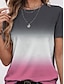 cheap Women&#039;s T-shirts-Women&#039;s T shirt Tee Ombre Daily Stylish Short Sleeve Crew Neck Pink Summer