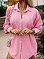 cheap Women&#039;s T-shirts-Women&#039;s Shirt Striped Print Daily Modern Casual Long Sleeve Shirt Collar Pink Spring &amp;  Fall