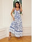 رخيصةأون فساتين منقوشة-نسائي الرسم طباعة مع حمالة فستان طويل ماكسي بدون كم الصيف