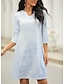 cheap Print Dresses-Women&#039;s Casual Dress V-Neck Stripe Pattern Knee-Length Short Sleeve Spring Summer Beach Daytime Full Size