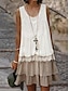 ieftine rochii simple-Pentru femei Rochie albă Rochie Mini Dantelă Bufantă Vacanță Casual Stil Nautic Fără manșon Alb Culoare
