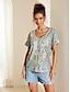 billige T-skjorter til kvinner-Dame T skjorte Paisly Daglig Helg Trykt mønster Gul Kortermet Mote V-hals Sommer