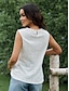 Χαμηλού Κόστους Γυναικεία Αμάνικα &amp; Καμισόλες-Γυναικεία Δαντελένιο πουκάμισο Αμάνικη Μπλούζα Δαντέλα Αμάνικο Στρογγυλή Ψηλή Λαιμόκοψη Λευκό Καλοκαίρι