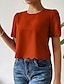cheap Basic Women&#039;s Tops-Shirt Blouse Women&#039;s Dusty Rose Blue Orange Plain Sexy Street Daily Fashion Round Neck Regular Fit S