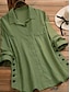 cheap Basic Women&#039;s Tops-Blouse Women&#039;s Yellow Army Green Line Stripe Daily Daily Shirt Collar Loose Fit L