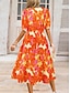 ieftine Rochii casual florale-Pentru femei Rochii Midi Rochie casual Rochie leagăn Rochie A line Rochie de vară Stilat Casual Vacanță Zilnic Dată Fit regulat Floral Manșon scurt În V Albastru piscină Trifoi Vară