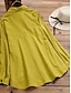 cheap Basic Women&#039;s Tops-Blouse Women&#039;s Yellow Army Green Line Stripe Daily Daily Shirt Collar Loose Fit L