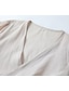 abordables vestidos de algodón y lino de diseño-Mujer Vestido blanco Vestido de Camisa Vestido de lino de algodón Mini vestido Frunce Básico Diario Escote en Pico Media Manga Verano Primavera Amarillo Rosa Plano