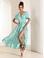 preiswerte Bedruckte Kleider-Damen Chiffon A Linie Kleid Ditsy Blumig Gestuft V Ausschnitt Maxidress Hawaiianisch Stilvoll Urlaub Kurzarm Sommer