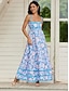 Χαμηλού Κόστους Print Φορέματα-Γυναικεία Φλοράλ Λεπτές Τιράντες Μακρύ φόρεμα Αμάνικο Καλοκαίρι
