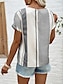 olcso Női pólók-Női Tunika Csíkos Csipke Napi Vakáció Divat Rövid ujjú Terített nyak Medence Nyár