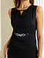 Χαμηλού Κόστους απλά φορέματα-Γυναικεία Μαύρο φόρεμα Μίνι φόρεμα Με κοψίματα Κομψό Καθημερινό Στρογγυλή Ψηλή Λαιμόκοψη Κοντομάνικο Μαύρο Χρώμα