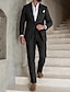 Χαμηλού Κόστους Κοστούμια λινών-Μαύρα γκρι ανδρικά λευκά κοστούμια μονόχρωμα 2 τεμάχια προσαρμοσμένα σε εφαρμογή μονόστηθος με δύο κουμπιά 2024