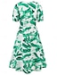 ieftine Rochii casual florale-Pentru femei Rochii Midi Rochie casual Rochie leagăn Rochie A line Rochie de vară Stilat Casual Vacanță Zilnic Dată Fit regulat Floral Manșon scurt În V Albastru piscină Trifoi Vară