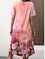 cheap Print Dresses-Women&#039;s Floral Print V Neck Mini Dress Short Sleeve Summer