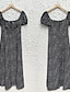 abordables Robes à motifs-Femme Robe casual Robe Trapèze Floral Pois Fendu Imprimer Col Carré Robe mi-longue mode Décontractées du quotidien Vacances Manche Courte Eté