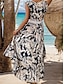 cheap Print Dresses-Women&#039;s Casual Dress Swing Dress A Line Dress Floral Leaf Print Asymmetrical Hem V Neck Long Dress Maxi Dress Stylish Casual Daily Date Sleeveless Summer