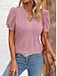 cheap Women&#039;s Blouses &amp; Shirts-Women&#039;s Shirt Blouse Plain Cut Out Daily Casual Short Sleeve V Neck White Summer