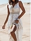 ieftine rochii simple-Pentru femei Rochie albă Rochie Lunga Rochie Maxi Dantelă Franjuri cu Maneca Nuntă Dată Vacanță Boemia În V Fără manșon Alb Caisă Culoare