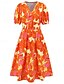 ieftine Rochii casual florale-Pentru femei Rochii Midi Rochie casual Rochie leagăn Rochie A line Rochie de vară Stilat Casual Vacanță Zilnic Dată Fit regulat Floral Manșon scurt În V Albastru piscină Trifoi Vară