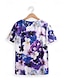 billige T-shirts til kvinde-Dame T-shirt Blomstret Trykt mønster Daglig Mode Kortærmet V-hals Navyblå Sommer