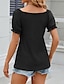 cheap Women&#039;s Blouses &amp; Shirts-Women&#039;s Blouse Plain Drawstring Daily Casual Puff Sleeve Short Sleeve V Neck Black Summer